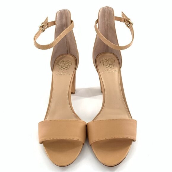 Vince Camuto Corlina womens heels size 10.5 42 tan leather block heel - Picture 2 of 11
